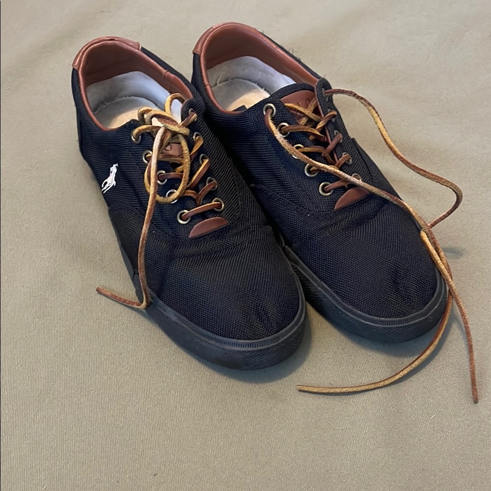 POLO RALPH Lauren VAUGHN Style Men's Casual Black color Canvas Sneakers sz 10D”